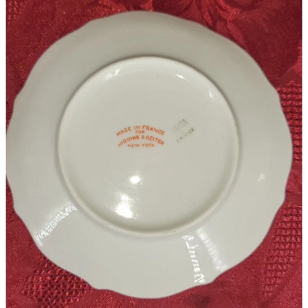 Antique Elite‎ France Higgins Seiter New York Floral Saucers 6 pc 1896-1920 Mark